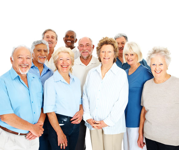 Group Portrait of smiling elderly people.