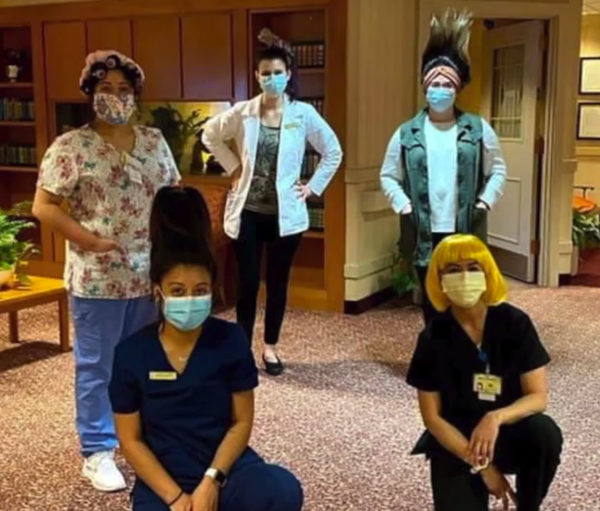 Care workers with face masks